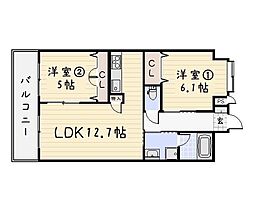 リード大手町 2LDKの間取図画像
