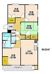 エメラルドマンション到津 4LDKの間取図画像