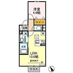 アリエッタ東貫 1LDKの間取図画像