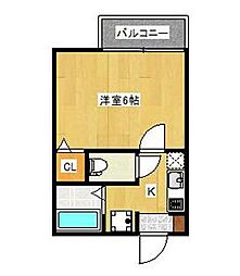 プランドール宇佐町 1Kの間取図画像