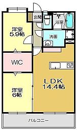 ニューガイア四季彩の丘C棟 2LDKの間取図画像