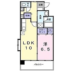リアン熊本 1LDKの間取図画像