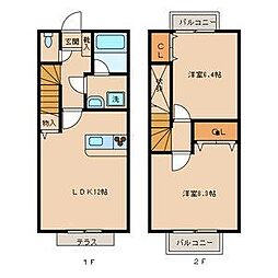 プレザントタウンA 2LDKの間取図画像