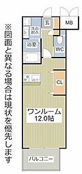 アクシオ三萩野2 ワンルームの間取図画像
