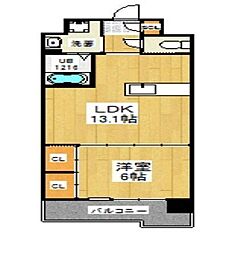 ウイングス八幡駅前 1LDKの間取図画像