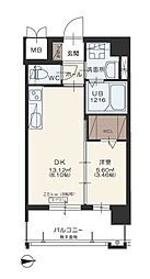 アースコートY'sシティ東神原 1DKの間取図画像