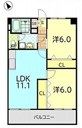 フェルト727 2LDKの間取図画像