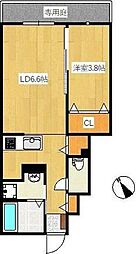 ユアメゾン社ノ木 1LDKの間取図画像