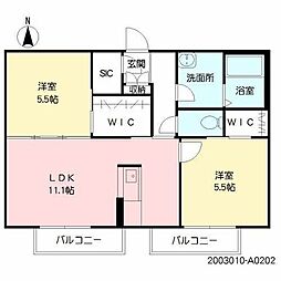 フェリーチェ 2LDKの間取図画像