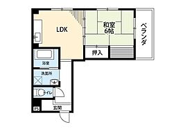 大田町スカイマンション 1LDKの間取図画像