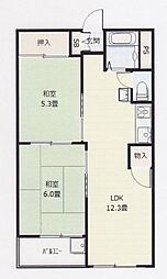 希望ケ丘第3コーポラスC棟 2LDKの間取図画像