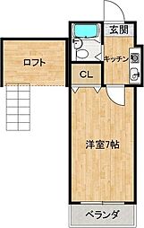 ショウロ御殿山 1Kの間取図画像