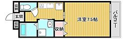 シャンテー長尾 1Kの間取図画像
