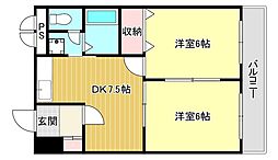 レオハイム春日山 2DKの間取図画像