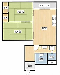 家具町ハイツ 2LDKの間取図画像