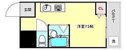 シャンテー牧野 ワンルームの間取図画像