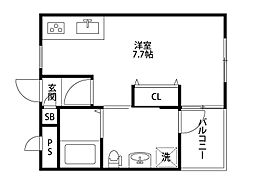 シャンテー宮之阪 ワンルームの間取図画像
