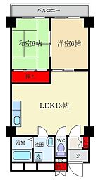ネオライフ枚方マンション 2LDKの間取図画像