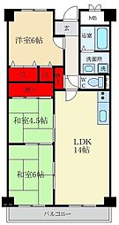フォレ招提 3LDKの間取図画像
