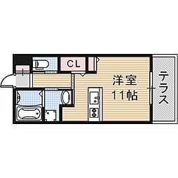 クリサンスコート 1Kの間取図画像