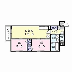 ヒカルサ枚方高野道 2LDKの間取図画像