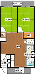春日東ハイム 2LDKの間取図画像