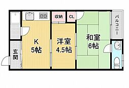 ヒロミマンション 2Kの間取図画像