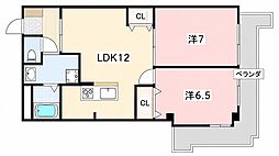 ベルク御殿山 2LDKの間取図画像