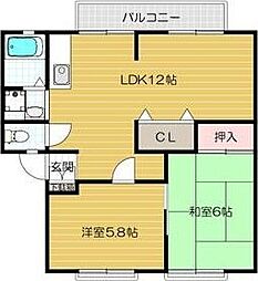 ハイツカトレアA 2LDKの間取図画像