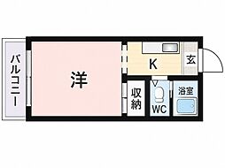 プレアール大峰元町 1Kの間取図画像