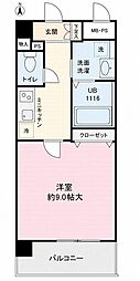 イー・ウエスト 1Kの間取図画像