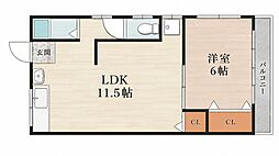 友田ハイツ 1LDKの間取図画像