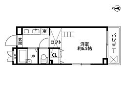 ソラーレ中宮 3階1Kの間取り