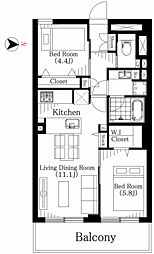 田園キャッスル府中 2LDKの間取図画像