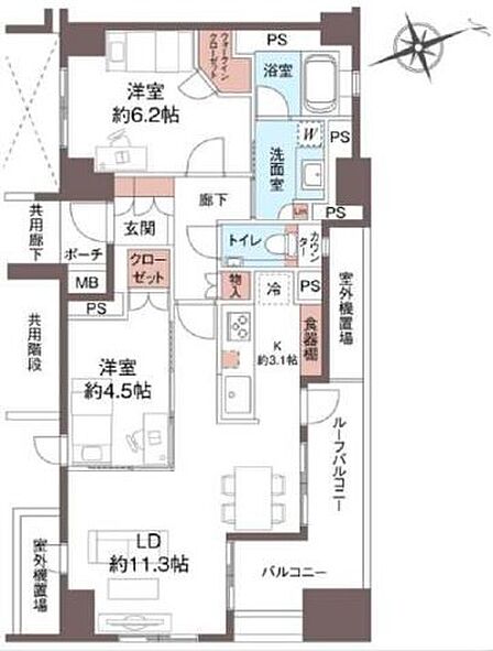 2LDK 間取り