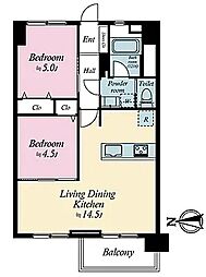 北砂四丁目住宅 2LDKの間取図画像