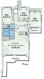 東急ドエルアルス逗子ウィングコースト 3LDKの間取図画像