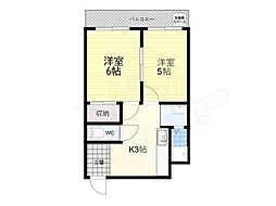 田中マンション 2Kの間取図画像