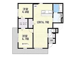 トリシア東太子 2LDKの間取図画像