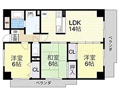 エオリアンハープ 3LDKの間取図画像