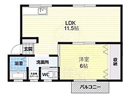 第1コーポ平野 1LDKの間取図画像