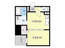 Lino久宝寺 1DKの間取図画像