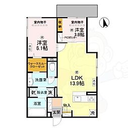 D-ROOM高井田元町 2LDKの間取図画像