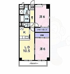 プロナード辻井 2LDKの間取図画像