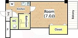EASTRESIDENCE長田 1Kの間取図画像