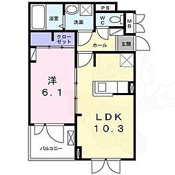 オベルジーヌ 1LDKの間取図画像