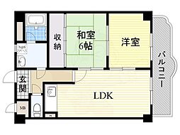 フェルザ長田 2LDKの間取図画像