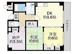 アムール新石切 2SDKの間取図画像