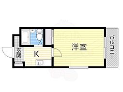 プレアール川田2 1Kの間取図画像