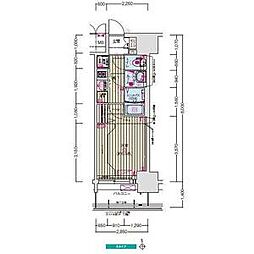 名古屋市営東山線 新栄町駅 徒歩5分の賃貸マンション 8階1Kの間取り